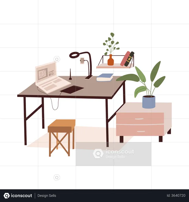 Office Computer Table  Illustration
