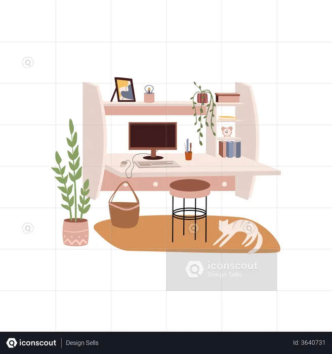 Office Computer Table  Illustration