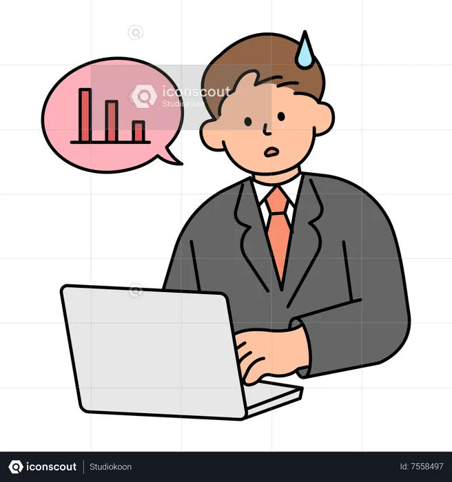 Office Employee Checking Decreased Performance Results  Illustration