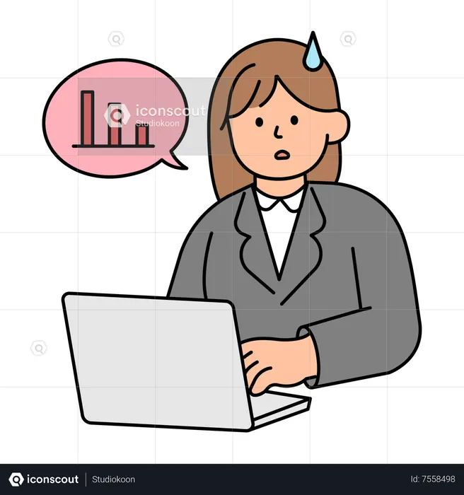 Office Employee Checking Decreased Performance Results  Illustration