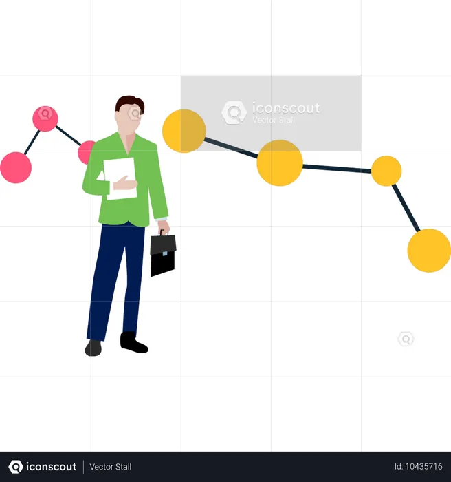 Office employee standing near molecule  Illustration