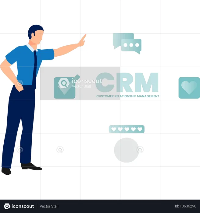 CRM 별점에 대해 이야기하는 사무실 직원  일러스트레이션