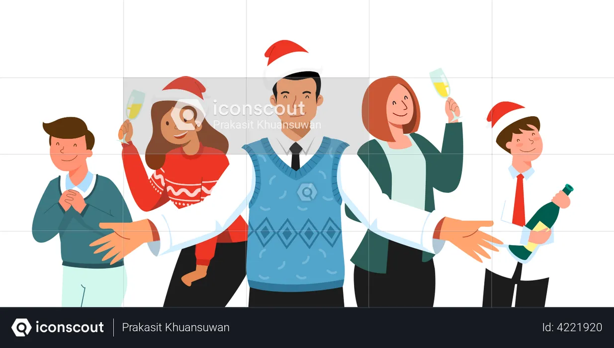 Office employees celebrating christmas  Illustration