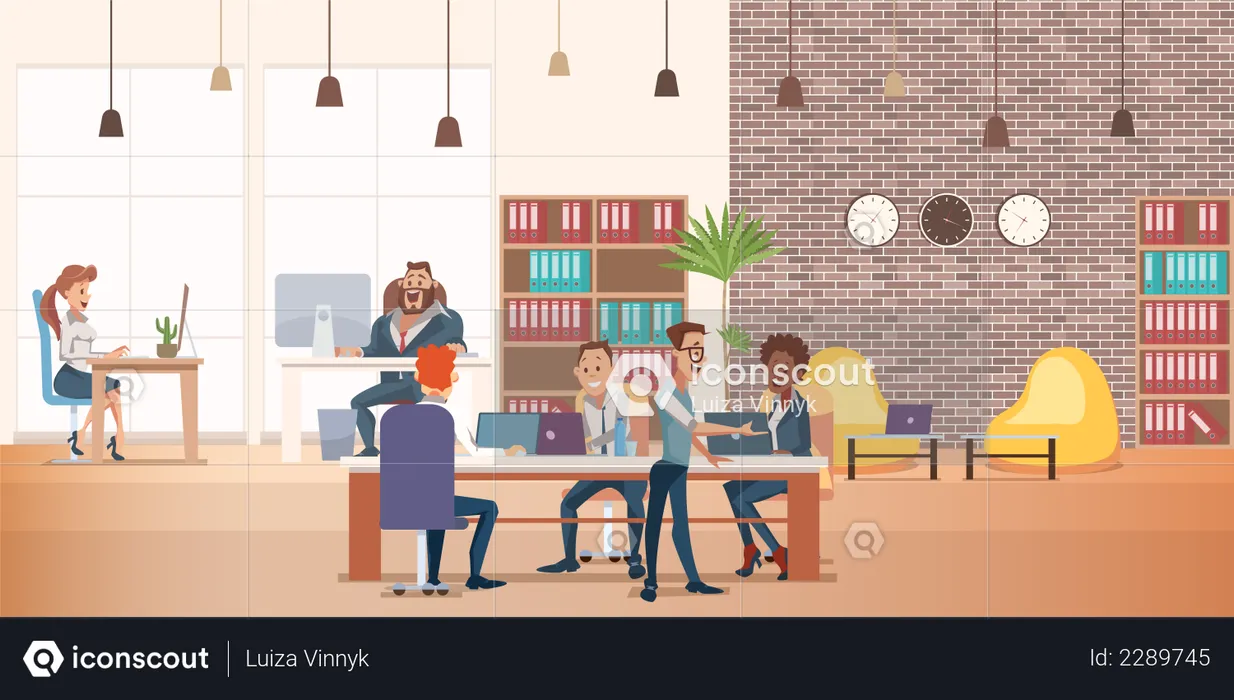 Office employees doing meeting  Illustration