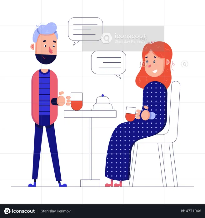 Office employees drink coffee during their break  Illustration