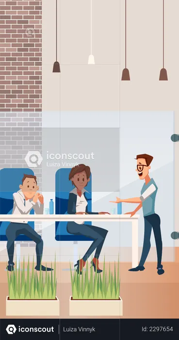 Office employees working in office  Illustration