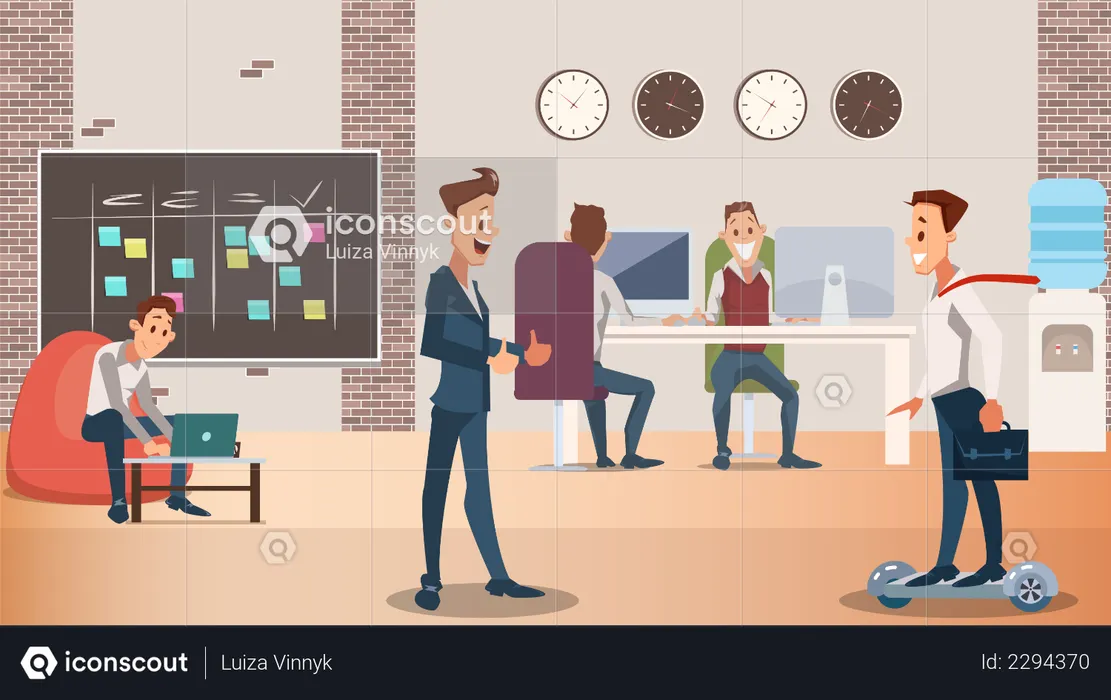 Office Employees Working Together  Illustration