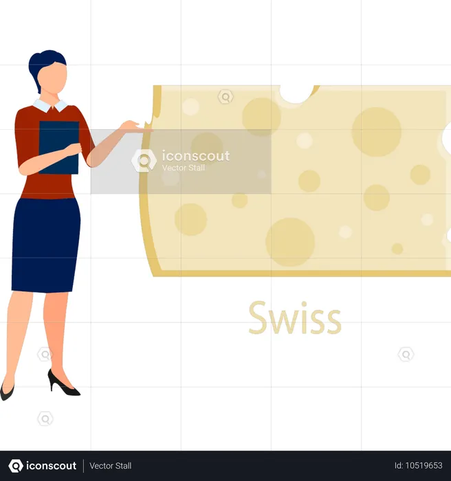 Office lady pointing sws cheese  Illustration