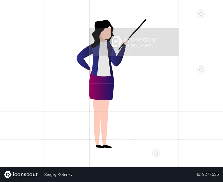 Office lady Presenting something with stick  Illustration