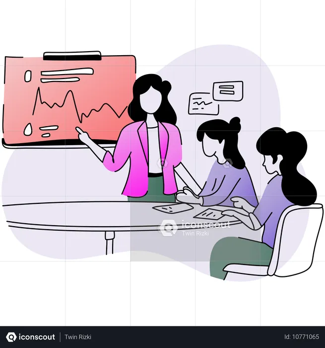 Office lady showing analysis report  Illustration