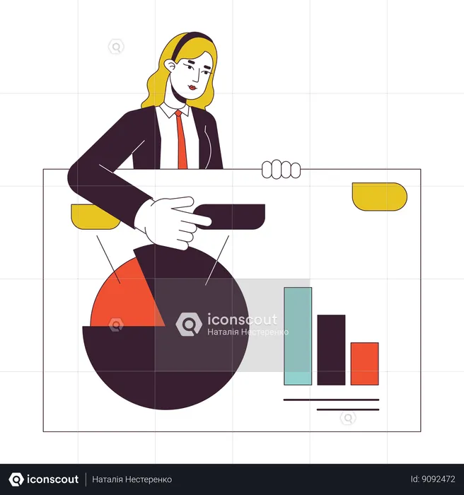 Office lady with business presentation slide  Illustration