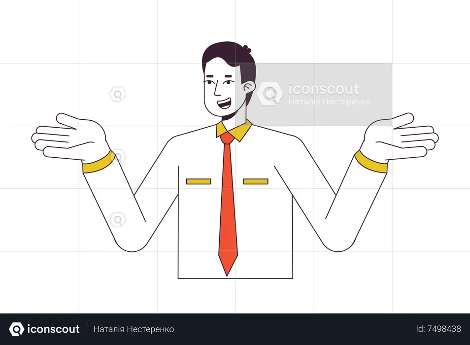 Office man shrugging shoulders in confusion  Illustration