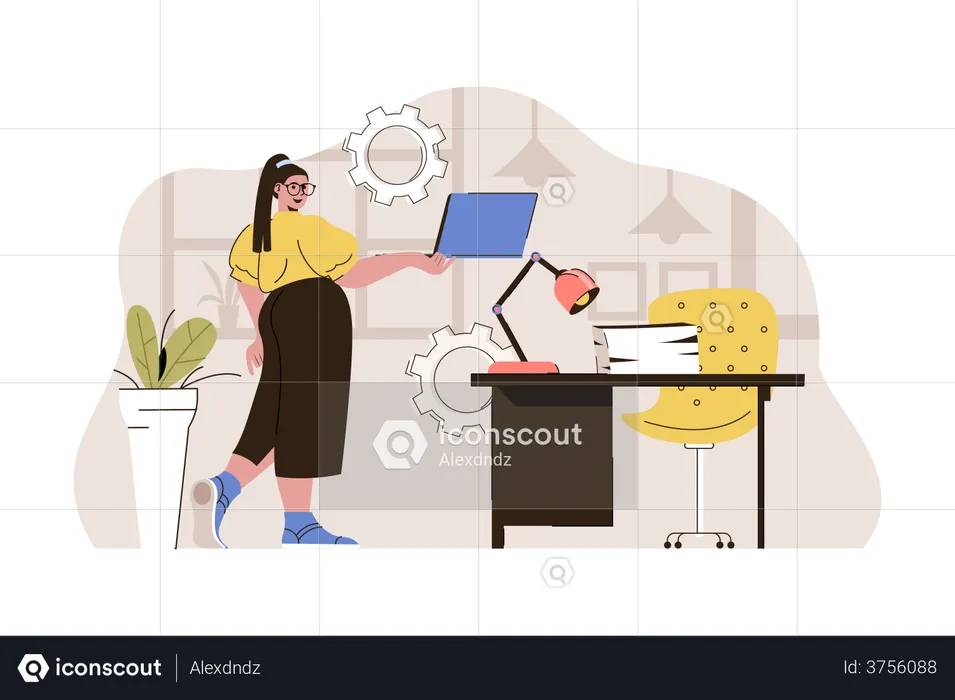 Office manager working from home  Illustration