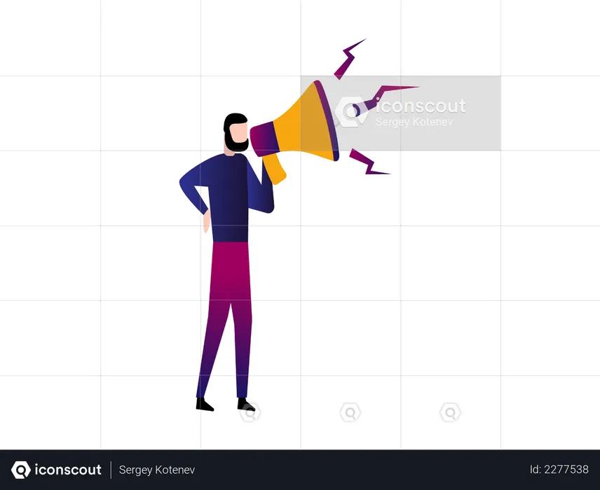 Office Person Doing Advertising with megaphone  Illustration