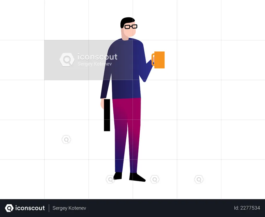 Office Person Holding Coffee cup  Illustration