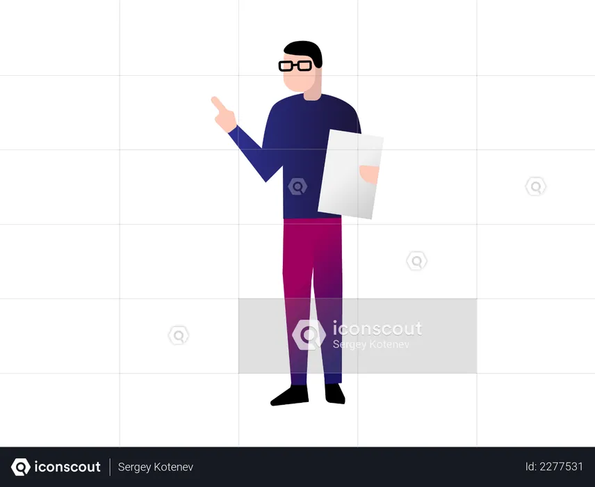 Office Person Holing paper and Pointing Something  Illustration