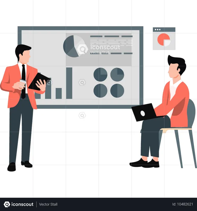 Office team is looking business report  Illustration