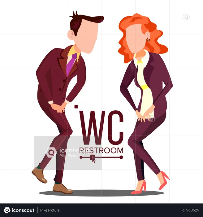 Office WC Sign Vector  Illustration