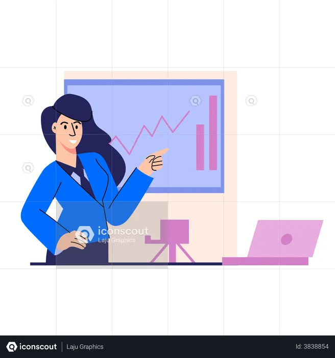 Office woman manager giving presentation  Illustration