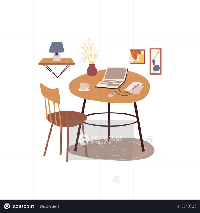 Office Work Table  Illustration
