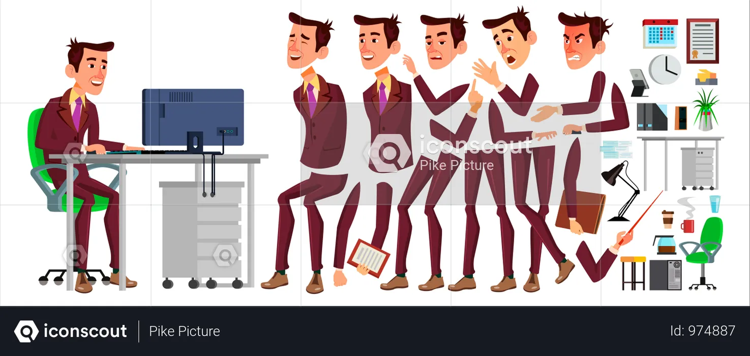 Office Worker Body Parts Which Is Used As Animation  Illustration