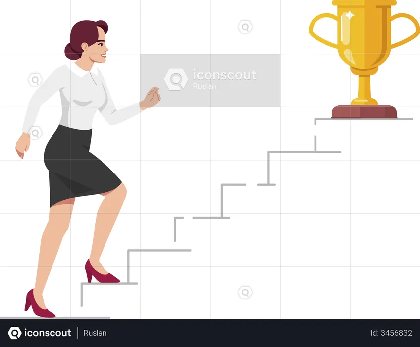 Office worker climbing up career ladder  Illustration