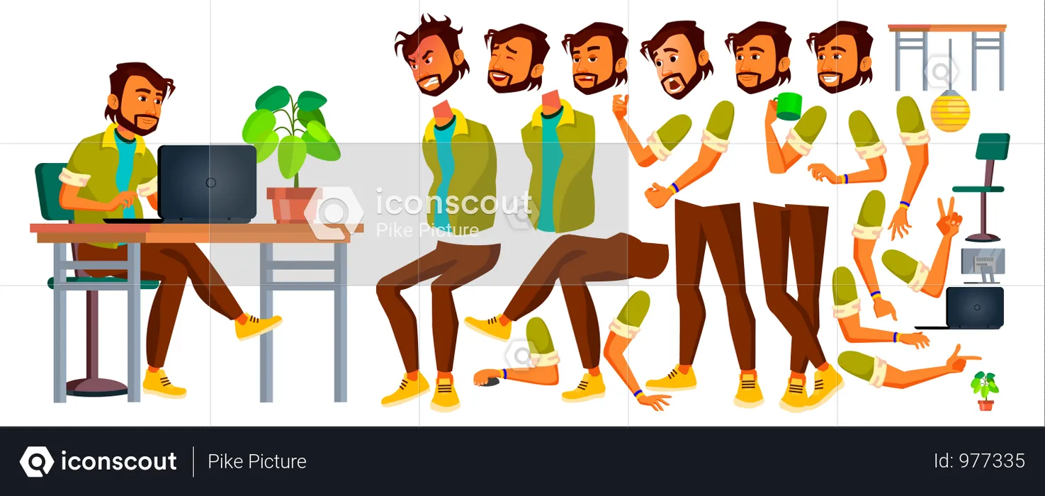 Office Worker Different Body Parts  Illustration