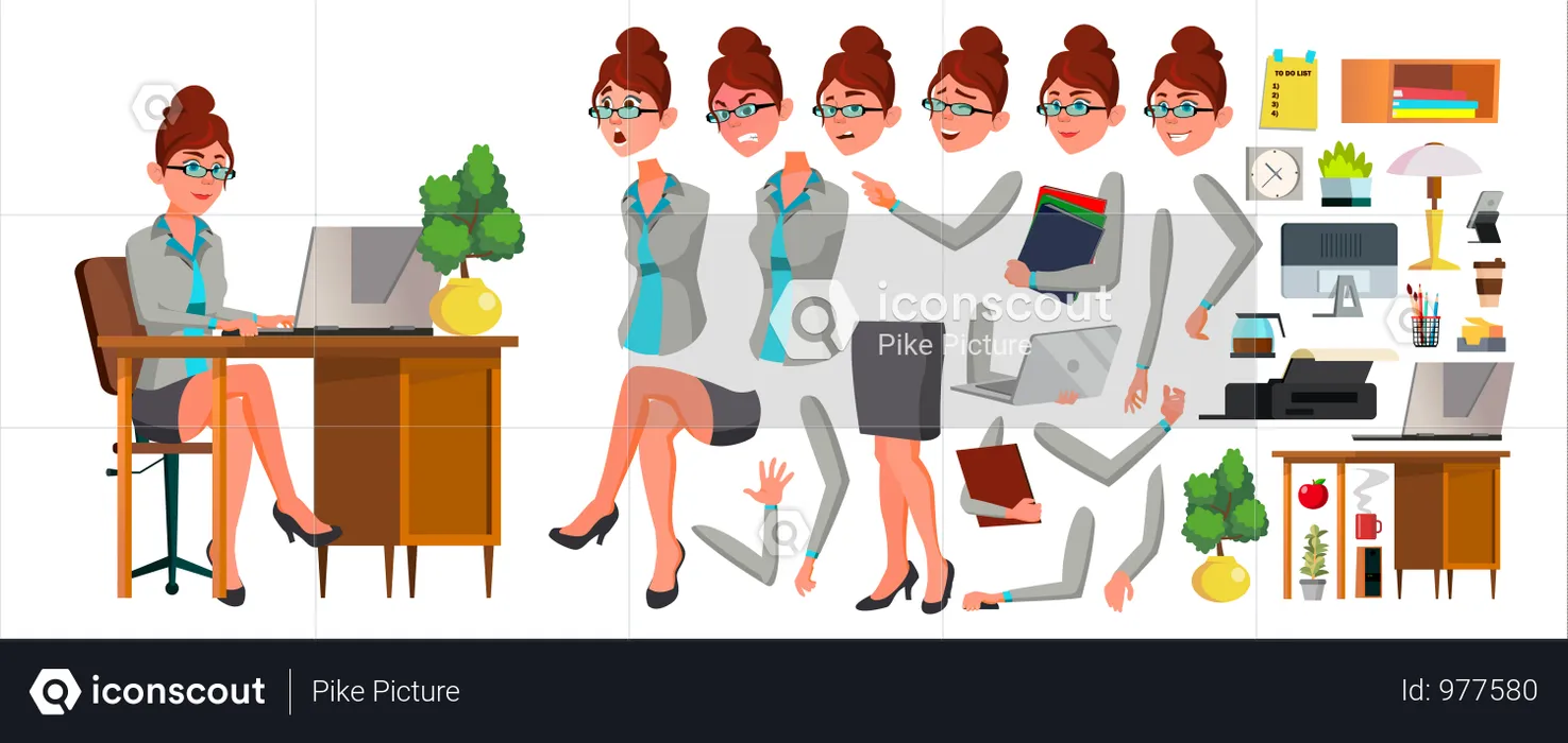 Office Worker Different Body Parts Used In Animation  Illustration