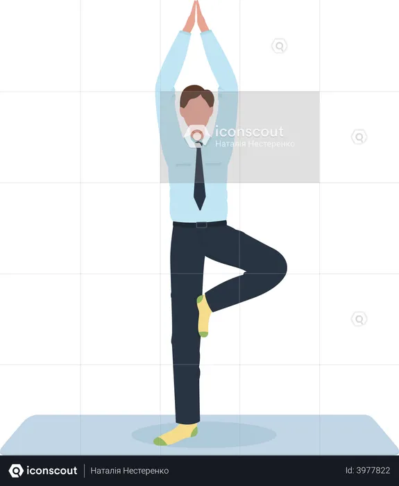Office worker doing yoga pose  Illustration