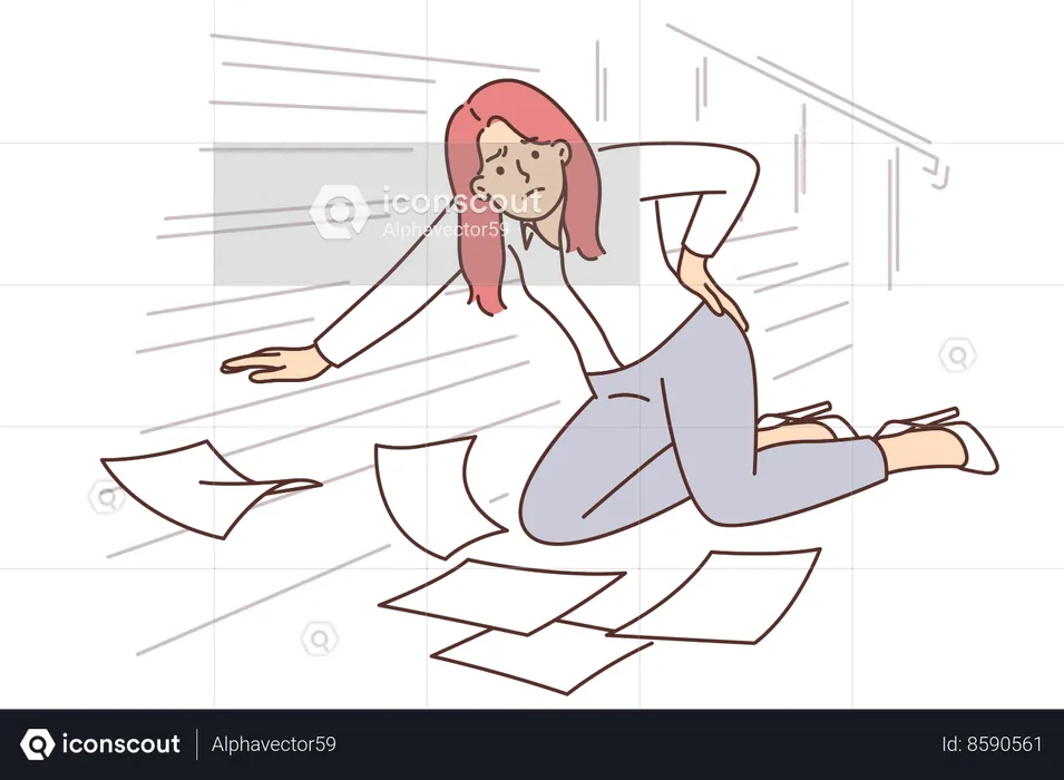 Office worker fell down from stairs  Illustration