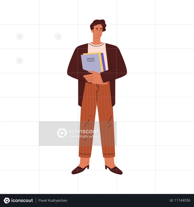 Office worker holding folder of documents  Illustration