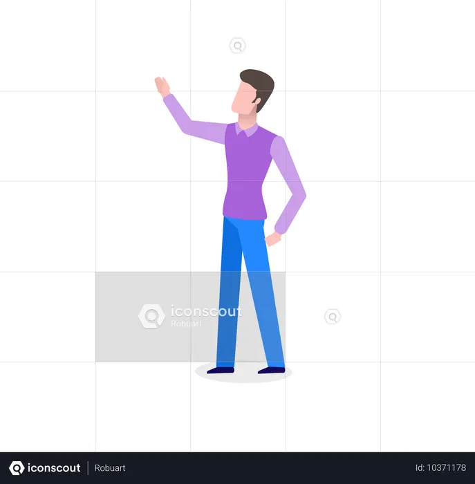 Office Worker Pointing Up with Hand  Illustration