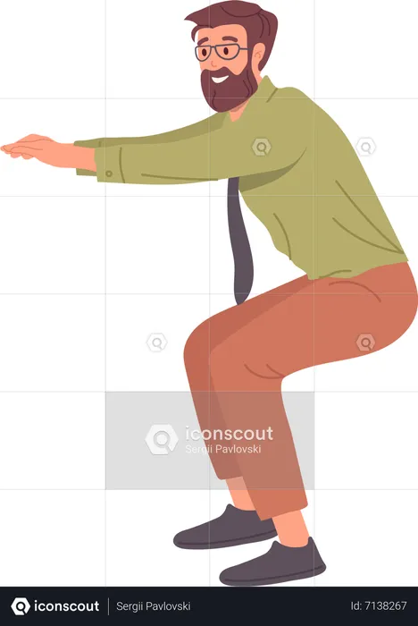 Office worker squatting standing  Illustration