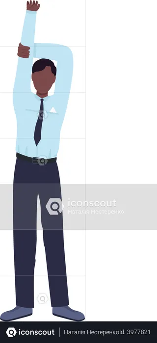 Office worker stretches semi flat color vector character  Illustration