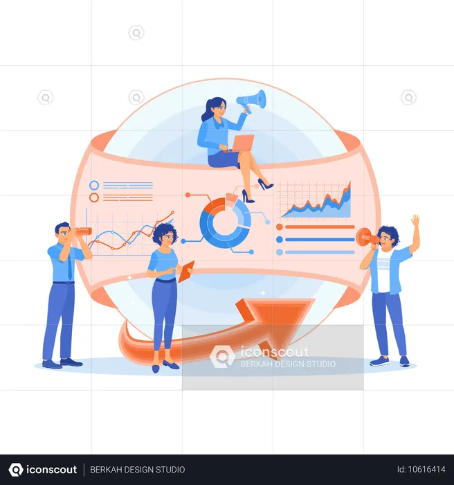 Office worker studying infographic data  Illustration