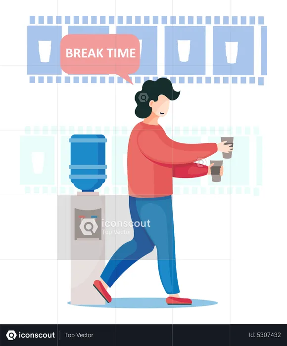 Office worker taking coffee break  Illustration