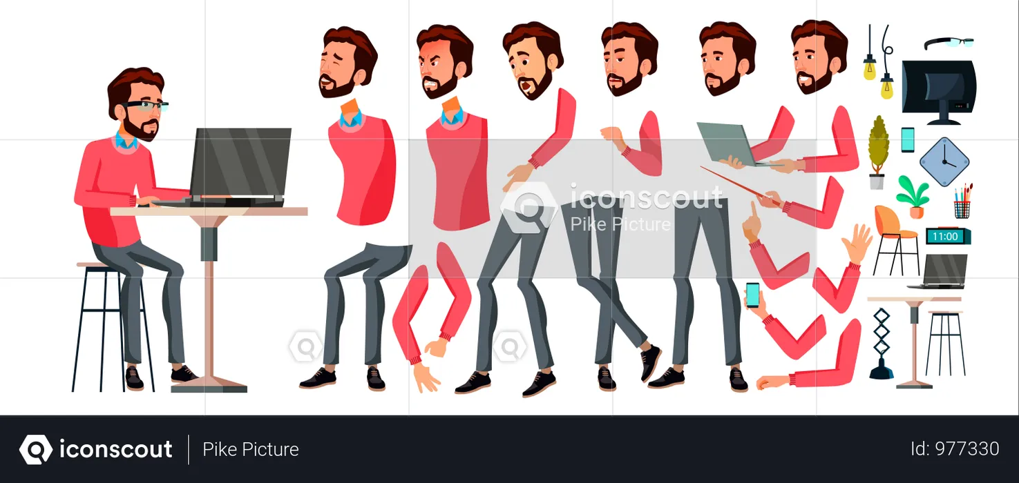 Office Worker With Different Body Parts  Illustration