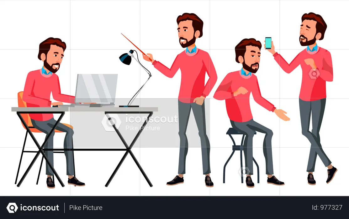 Office Worker With Working Gesture  Illustration
