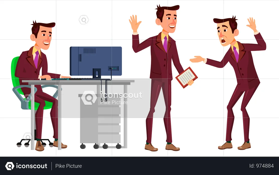 Office Worker With Working Gesture  Illustration