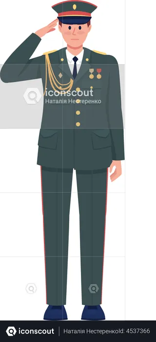 Officer in full dress uniform saluting  Illustration