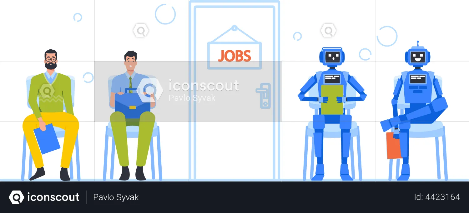 Offre d'emploi entre humains et robots  Illustration