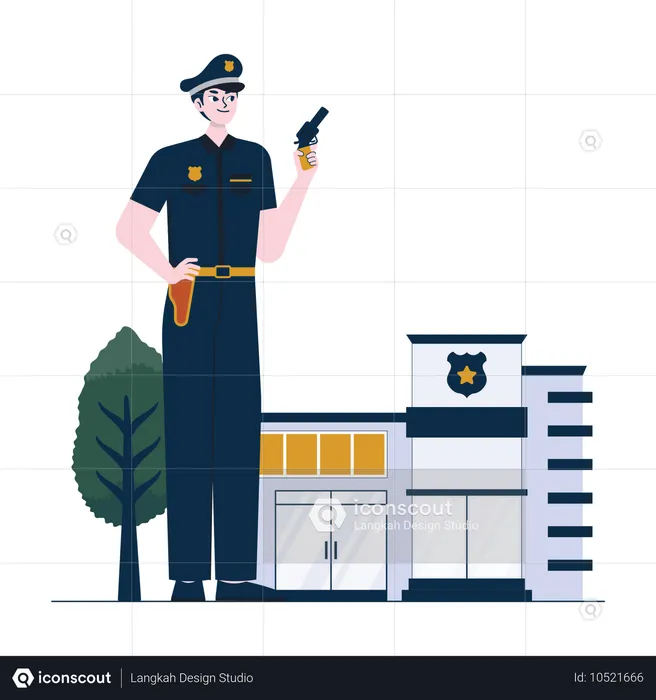 Oficial de policía masculino  Ilustración