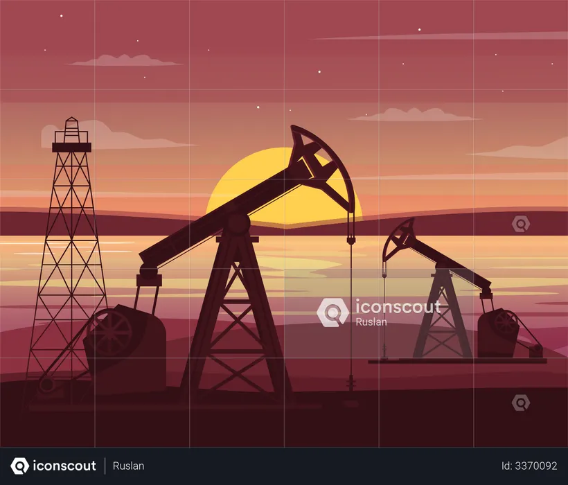 Oil drilling station  Illustration