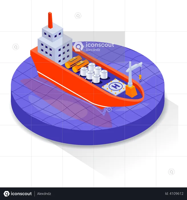 Oil transportation by ship  Illustration