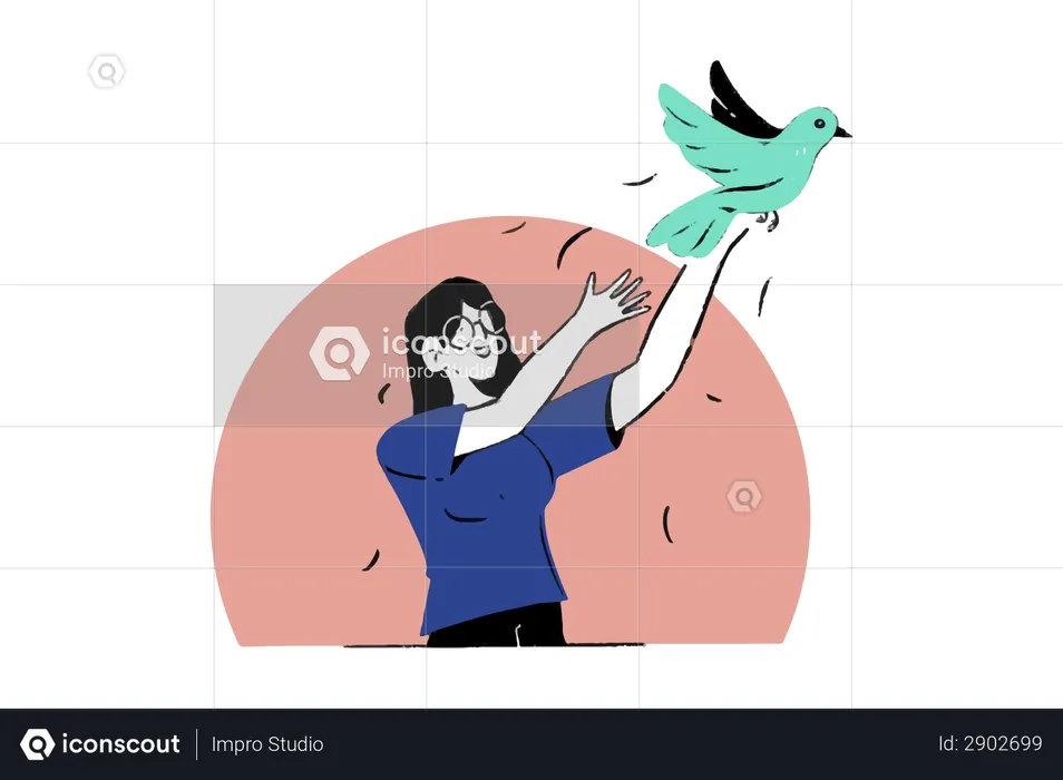 Lâcher d'oiseaux  Illustration