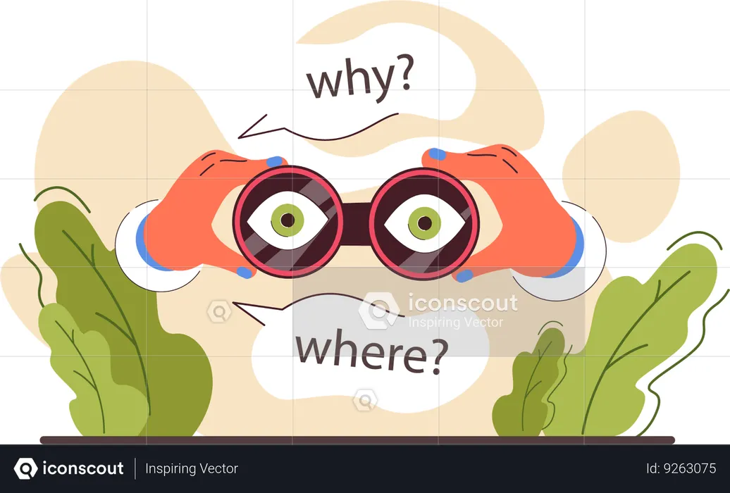 Ojos curiosos para explorar dónde y por qué interesan.  Ilustración