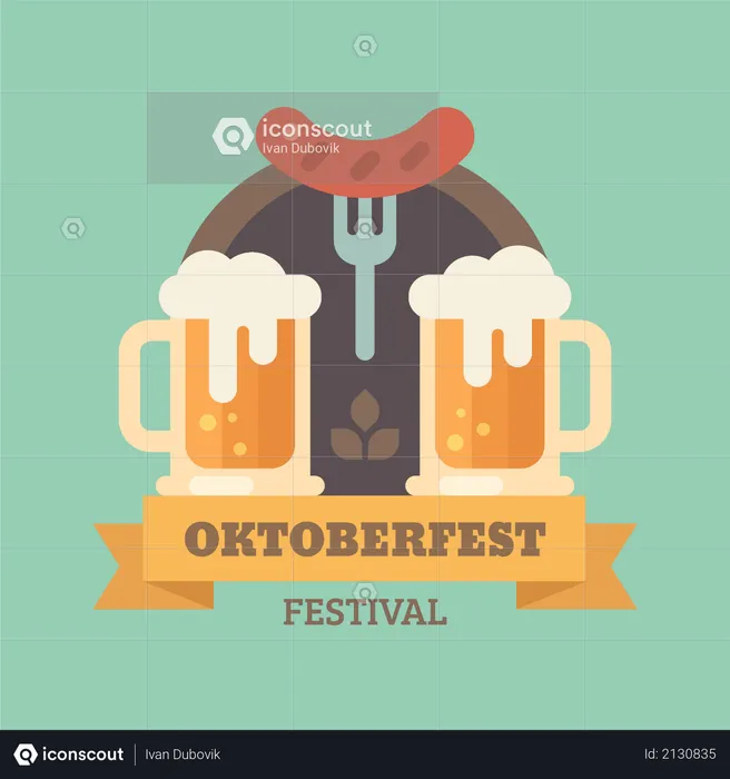 Oktoberfest beer festival  Illustration