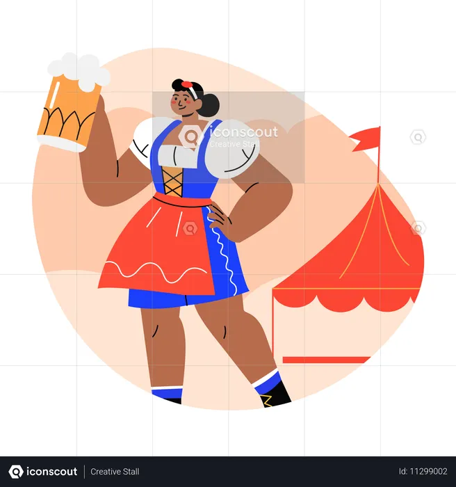 Celebración del Oktoberfest, cerveza, bebida, festival  Ilustración