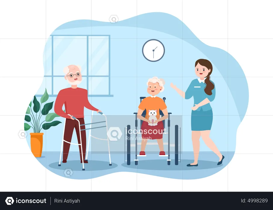 Old Age Care  Illustration