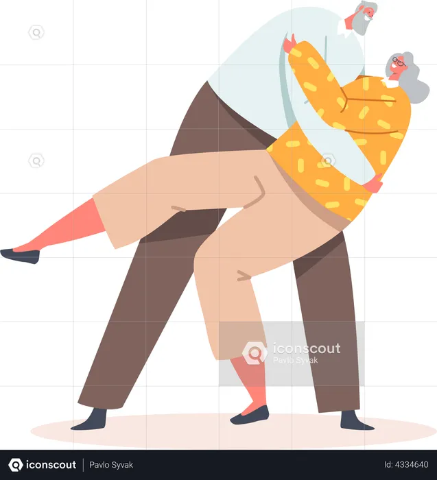 Old aged couple dancing  Illustration